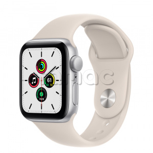Купить Apple Watch SE // 40мм GPS // Корпус из алюминия серебристого цвета, спортивный ремешок цвета «Сияющая звезда»