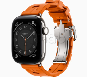 Купить Apple Watch Hermès Series 12 // 42мм GPS+Cellular // Корпус из титана серебристого цвета, ремешок Kilim Single Tour цвета Orange