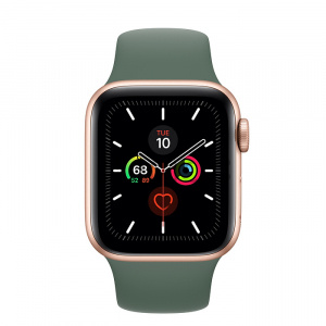 Купить Apple Watch Series 5 // 40мм GPS // Корпус из алюминия золотого цвета, спортивный ремешок цвета «сосновый лес»