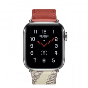 Apple Watch Series 5 Hermès // 40мм GPS + Cellular // Корпус из нержавеющей стали, ремешок Single Tour из кожи Swift цвета Brique/Béton