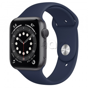 Купить Apple Watch Series 6 // 44мм GPS // Корпус из алюминия цвета «серый космос», спортивный ремешок цвета «Тёмный ультрамарин»