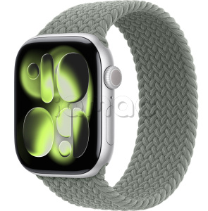Купить Apple Watch Series 11 // 46мм GPS // Корпус из алюминия серебристого цвета, плетеный монобраслет серо-зеленого цвета