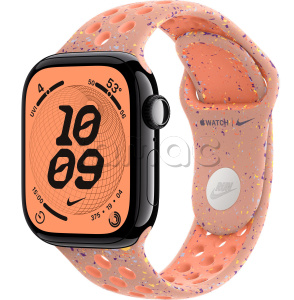 Купить Apple Watch Series 11 // 46мм GPS // Черный глянцевый корпус из алюминия, спортивный ремешок Nike цвета "альпийский розовый"
