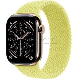 Купить Apple Watch Series 11 // 46мм GPS+Cellular // Корпус из титана золотого цвета, плетеный монобраслет цвета "неоновый желтый"