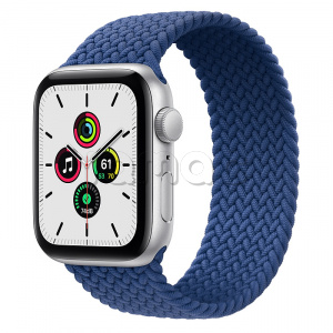 Купить Apple Watch SE // 44мм GPS // Корпус из алюминия серебристого цвета, плетёный монобраслет цвета «Атлантический синий» (2020)