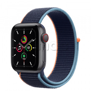 Купить Apple Watch SE // 40мм GPS + Cellular // Корпус из алюминия цвета «серый космос», cпортивный браслет цвета «Тёмный ультрамарин» (2020)