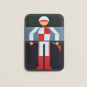 Чехол-бумажник Hermès "Jockey" с MagSafe для iPhone, цвет Vert Mangrove/ Сине-зеленый