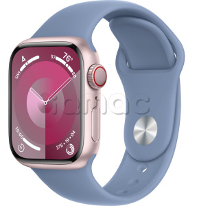 Купить Apple Watch Series 9 // 41мм GPS+Cellular // Корпус из алюминия розового цвета, спортивный ремешок цвета "синяя зима"
