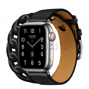 Купить Apple Watch Series 8 Hermès // 41мм GPS + Cellular // Корпус из нержавеющей стали серебристого цвета, ремешок Double Tour Gourmette цвета Noir