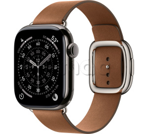 Купить Apple Watch Series 11 // 42мм GPS+Cellular // Корпус из титана сланцевого цвета, ремешок карамельного цвета с современной пряжкой (Modern Buckle)