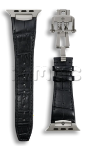 Ремешок Golden Concept для Apple Watch, Alligator Leather (Black/Titanium Grey)