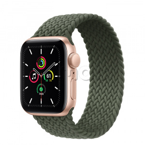 Купить Apple Watch SE // 40мм GPS // Корпус из алюминия золотого цвета, плетёный монобраслет цвета «Зелёные холмы» (2020)
