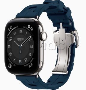 Купить Apple Watch Hermès Series 12 // 46мм GPS+Cellular // Корпус из титана серебристого цвета, ремешок Kilim Single Tour цвета Bleu De Malte