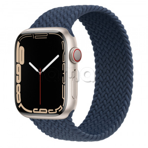 Купить Apple Watch Series 7 // 45мм GPS + Cellular // Корпус из алюминия цвета «сияющая звезда», плетёный монобраслет цвета «синий омут»