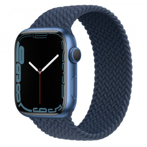 Apple Watch Series 7 // 45мм GPS // Корпус из алюминия синего цвета, плетёный монобраслет цвета «синий омут»