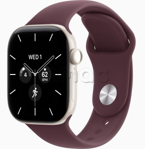 Купить Apple Watch Series 12 // 46мм GPS+Cellular // Корпус из керамики жемчужно-белого цвета, спортивный ремешок бордового цвета