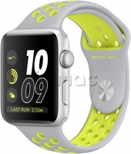 Купить Apple Watch Series 2 Nike+ 38мм Корпус из серебристого алюминия, спортивный ремешок Nike цвета «листовое серебро/салатовый» (MNYP2)