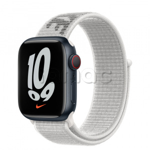 Купить Apple Watch Series 7 // 41мм GPS + Cellular // Корпус из алюминия цвета «тёмная ночь», спортивный браслет Nike цвета «снежная вершина»
