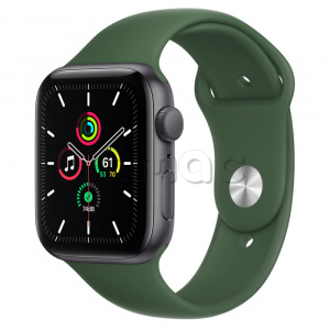 Купить Apple Watch SE // 44мм GPS // Корпус из алюминия цвета «серый космос», спортивный ремешок цвета «Зелёный клевер» (2020)