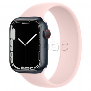Купить Apple Watch Series 7 // 45мм GPS + Cellular // Корпус из алюминия цвета «тёмная ночь», монобраслет цвета «розовый мел»