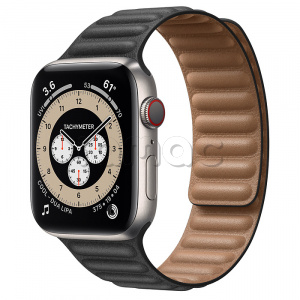 Купить Apple Watch Series 6 // 44мм GPS + Cellular // Корпус из титана, кожаный браслет черного цвета, размер ремешка S/M