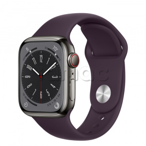 Купить Apple Watch Series 8 // 41мм GPS + Cellular // Корпус из нержавеющей стали графитового цвета, спортивный ремешок цвета "бузина"