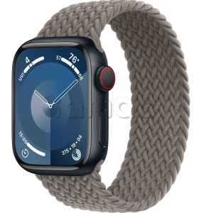 Купить Apple Watch Series 9 // 41мм GPS+Cellular // Корпус из алюминия цвета "темная ночь", плетёный монобраслет цвета "глина"