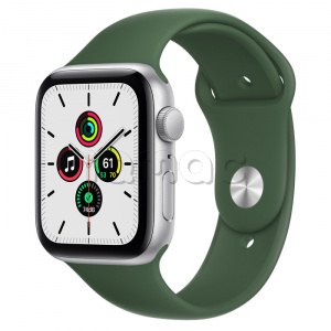 Купить Apple Watch SE // 44мм GPS // Корпус из алюминия серебристого цвета, спортивный ремешок цвета «Зелёный клевер»