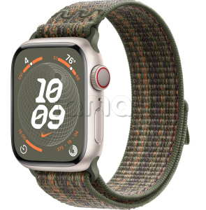 Купить Apple Watch Series 9 // 41мм GPS+Cellular // Корпус из алюминия цвета "сияющая звезда", спортивный браслет Nike цвета "секвойя/оранжевый"