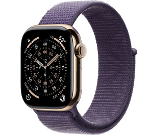 Apple Watch Series 11 // 42мм GPS+Cellular // Корпус из титана золотого цвета, спортивный браслет цвета "фиолетовый туман"