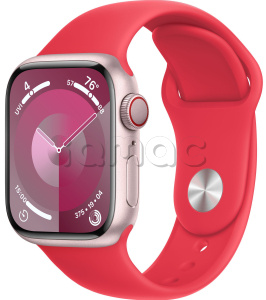 Купить Apple Watch Series 9 // 45мм GPS+Cellular // Корпус из алюминия розового цвета, спортивный ремешок цвета (PRODUCT)RED