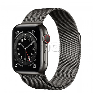 Купить Apple Watch Series 6 // 40мм GPS + Cellular // Корпус из нержавеющей стали графитового цвета, миланский сетчатый браслет графитового цвета