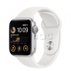 Купить Apple Watch SE // 40мм GPS // Корпус из алюминия серебристого цвета, спортивный ремешок белого цвета (2022)