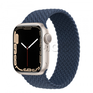 Купить Apple Watch Series 7 // 41мм GPS // Корпус из алюминия цвета «сияющая звезда», плетёный монобраслет цвета «синий омут»