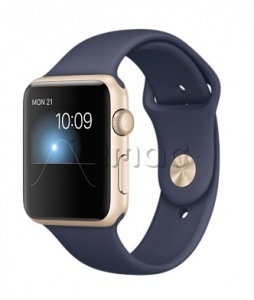 Купить Apple Watch Sport 42 мм, золотистый алюминий, тёмно-синий спортивный ремешок
