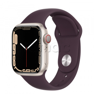 Купить Apple Watch Series 7 // 41мм GPS + Cellular // Корпус из алюминия цвета «сияющая звезда», спортивный ремешок цвета «тёмная вишня»