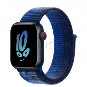 Купить Apple Watch Series 8 // 41мм GPS + Cellular // Корпус из алюминия цвета "темная ночь", спортивный браслет Nike цвета "королевская игра/морская полночь"
