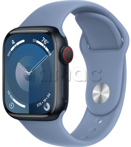 Купить Apple Watch Series 9 // 45мм GPS+Cellular // Корпус из алюминия цвета "темная ночь", спортивный ремешок цвета "синяя зима"