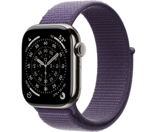 Apple Watch Series 11 // 42мм GPS+Cellular // Корпус из титана натурального цвета, спортивный браслет цвета "фиолетовый туман"