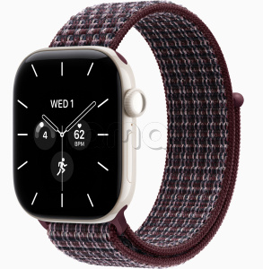 Купить Apple Watch Series 12 // 46мм GPS+Cellular // Корпус из керамики жемчужно-белого цвета, спортивный браслет клетчато-бордового цвета