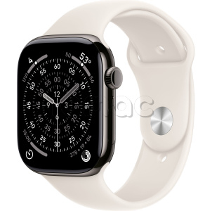 Купить Apple Watch Series 11 // 46мм GPS+Cellular // Корпус из титана сланцевого цвета, спортивный ремешок цвета "сияющая звезда"