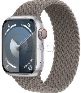 Купить Apple Watch Series 9 // 45мм GPS+Cellular // Корпус из алюминия серебристого  цвета, плетёный монобраслет цвета "глина"