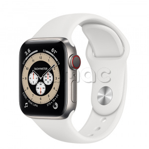 Купить Apple Watch Series 6 // 40мм GPS + Cellular // Корпус из титана, спортивный ремешок белого цвета