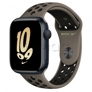 Купить Apple Watch Series 8 // 45мм GPS // Корпус из алюминия цвета "темная ночь", спортивный ремешок Nike цвета "серая олива/черный"