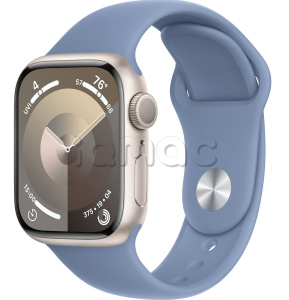 Купить Apple Watch Series 9 // 41мм GPS // Корпус из алюминия цвета "сияющая звезда", спортивный ремешок цвета "синяя зима"