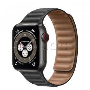 Купить Apple Watch Series 6 // 40мм GPS + Cellular // Корпус из титана цвета «черный космос», кожаный браслет черного цвета, размер ремешка S/M