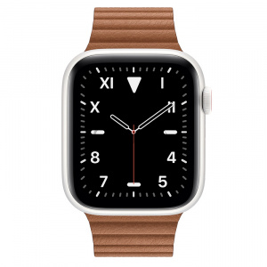 Купить Apple Watch Series 5 // 44мм GPS + Cellular // Корпус из керамики, кожаный ремешок золотисто-коричневого цвета, размер ремешка M