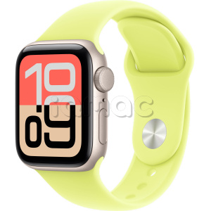 Купить Apple Watch SE 3 // 44мм GPS // Корпус из алюминия цвета "сияющая звезда", спортивный ремешок цвета "неоновый желтый" (2025)