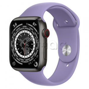 Купить Apple Watch Series 7 // 45мм GPS + Cellular // Корпус из титана цвета «черный космос», спортивный ремешок цвета «английская лаванда»