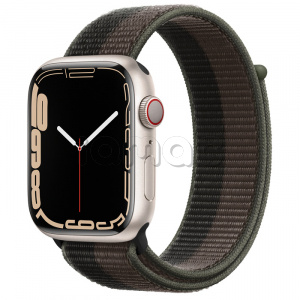 Купить Apple Watch Series 7 // 45мм GPS + Cellular // Корпус из алюминия цвета «сияющая звезда», спортивный браслет цвета «сумрачный торнадо/серый»